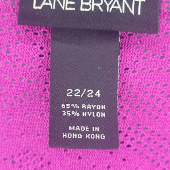 Lane Bryant Sz 24 Fuchsia Solid Tribal Aztec Faux Wrap 3/4 Sleeve V Neck Top - Picture 3 of 4